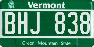 VT license plate BHJ838