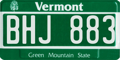 VT license plate BHJ883