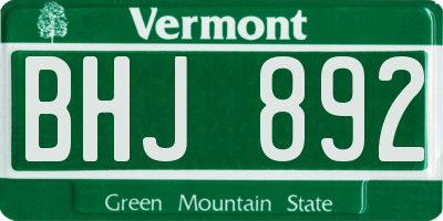 VT license plate BHJ892