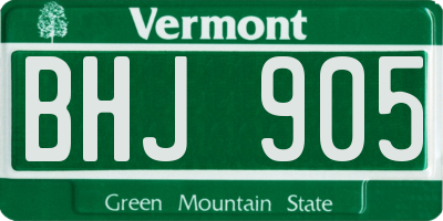 VT license plate BHJ905