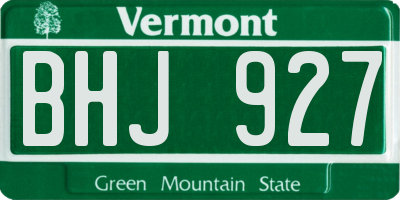 VT license plate BHJ927