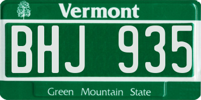VT license plate BHJ935