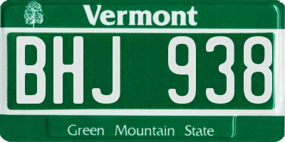 VT license plate BHJ938