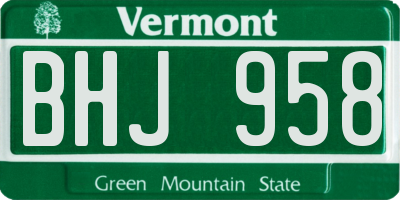 VT license plate BHJ958