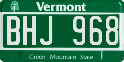 VT license plate BHJ968