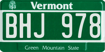 VT license plate BHJ978