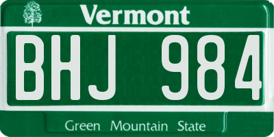 VT license plate BHJ984