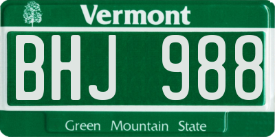 VT license plate BHJ988