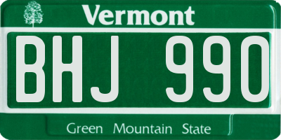 VT license plate BHJ990