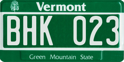 VT license plate BHK023