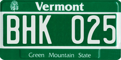 VT license plate BHK025