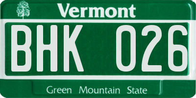 VT license plate BHK026