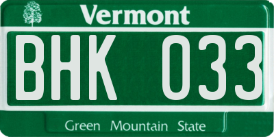 VT license plate BHK033