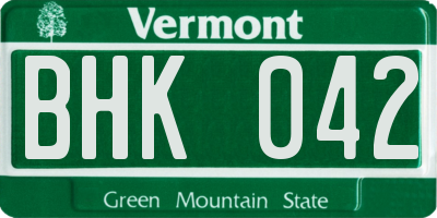 VT license plate BHK042