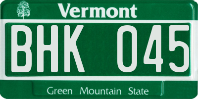 VT license plate BHK045