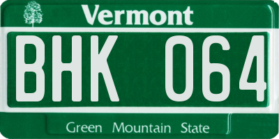 VT license plate BHK064