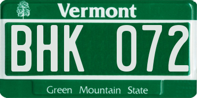 VT license plate BHK072