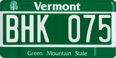 VT license plate BHK075