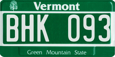 VT license plate BHK093