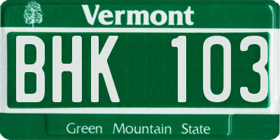 VT license plate BHK103