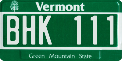 VT license plate BHK111