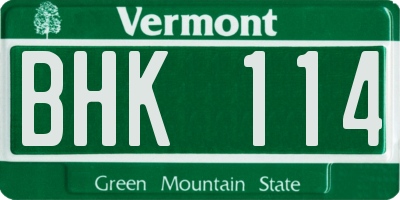 VT license plate BHK114