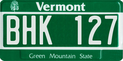 VT license plate BHK127