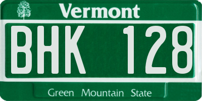 VT license plate BHK128