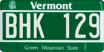 VT license plate BHK129
