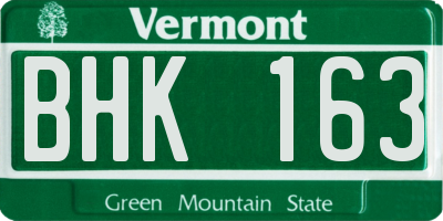 VT license plate BHK163