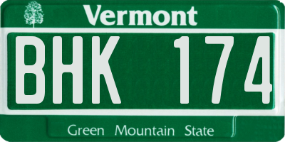 VT license plate BHK174