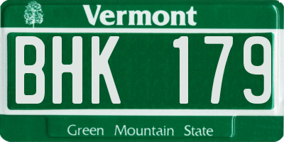 VT license plate BHK179