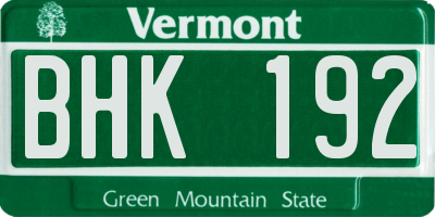 VT license plate BHK192