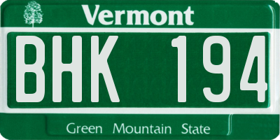 VT license plate BHK194
