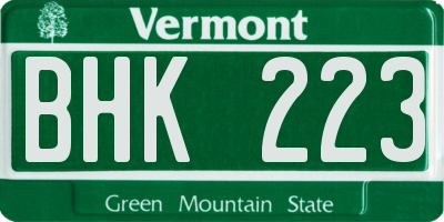 VT license plate BHK223