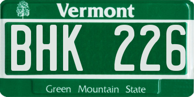 VT license plate BHK226
