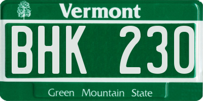 VT license plate BHK230