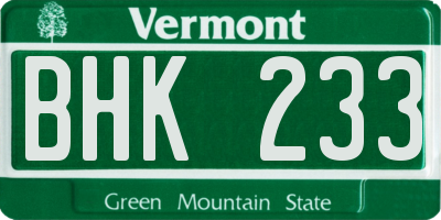 VT license plate BHK233