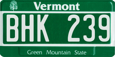 VT license plate BHK239