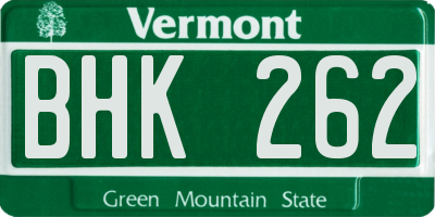 VT license plate BHK262