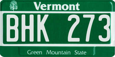VT license plate BHK273