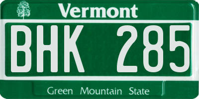 VT license plate BHK285