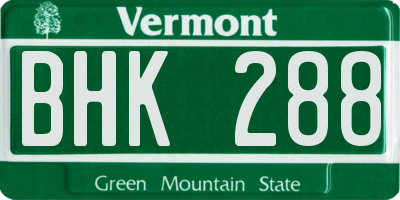 VT license plate BHK288
