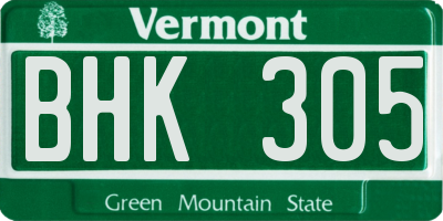 VT license plate BHK305