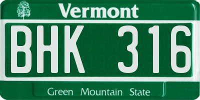 VT license plate BHK316