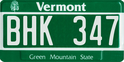 VT license plate BHK347