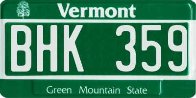 VT license plate BHK359