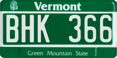 VT license plate BHK366