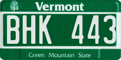 VT license plate BHK443