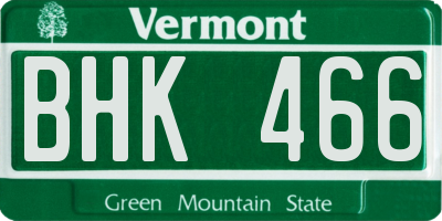 VT license plate BHK466
